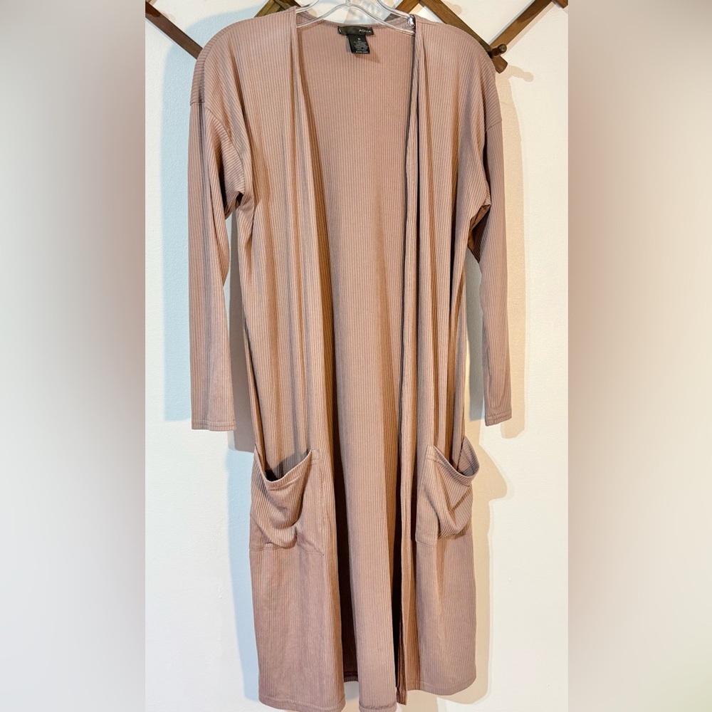 Aqua Duster Cardigan Sweater cafe brown/pink size small - Picture 2 of 8